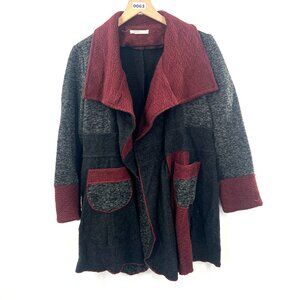 Meidalle patchwork wool blend steampunk boho hippy jacket black gray M READ